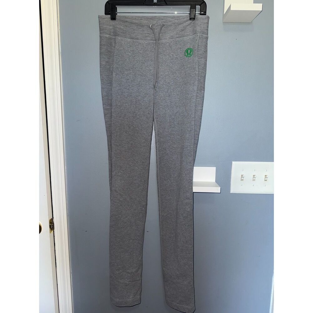 Older Style Grey Lululemon Green Logo Bell Bottom Sweatpants | No Tag, Fits M